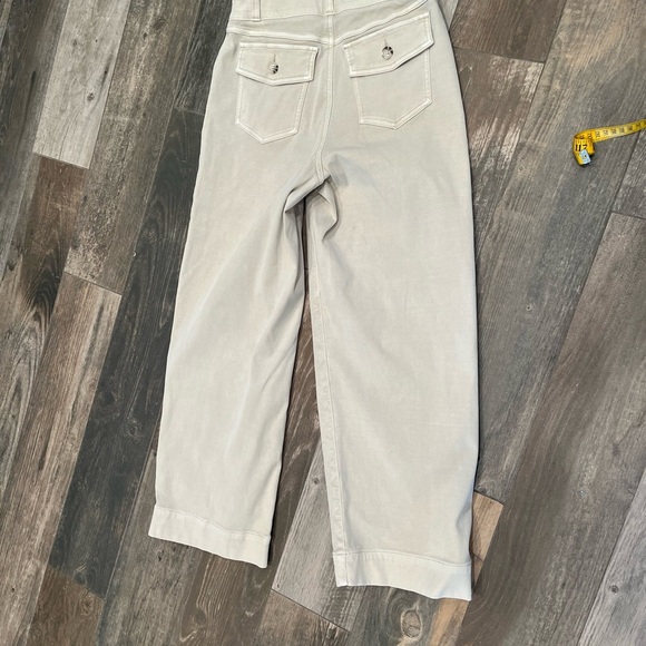 Spanx Stretch Twill Cropped Straight Wide Leg Pants Tan Medium - Picture 10 of 11